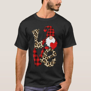 Camiseta Gnomes Cute Valentines Love Leopard Plaid Couple M