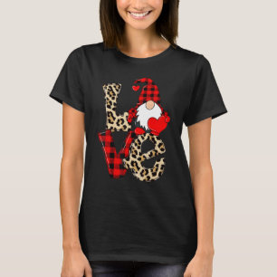 Camiseta Gnomes Cute Valentines Love Leopard Plaid Couple M