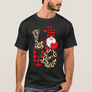 Camiseta Gnomes Cute Valentines Love Leopard Plaid Couple M