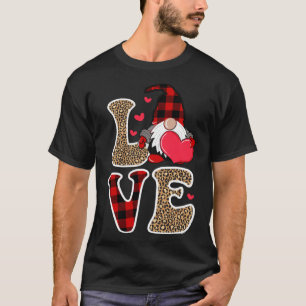 Camiseta Gnomes Cute Valentines Love Leopard Plaid Couple M