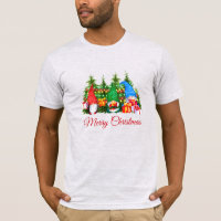 Gnomes de color agua rojo Feliz Navidad gris
