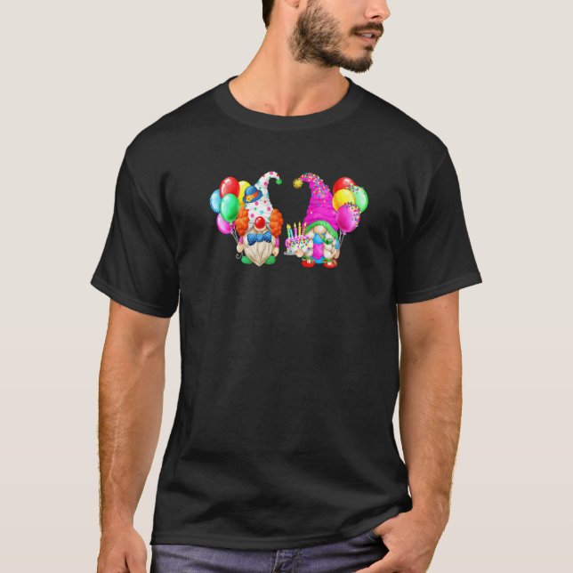 Camiseta Gnomes De Cumpleaños Con Globos Para La Fiesta De  (Anverso)