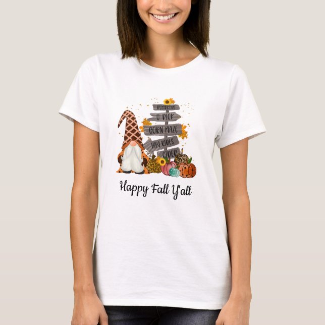 Camiseta Gnomes de Halloween, otoño, calabazas felices caíd (Anverso)