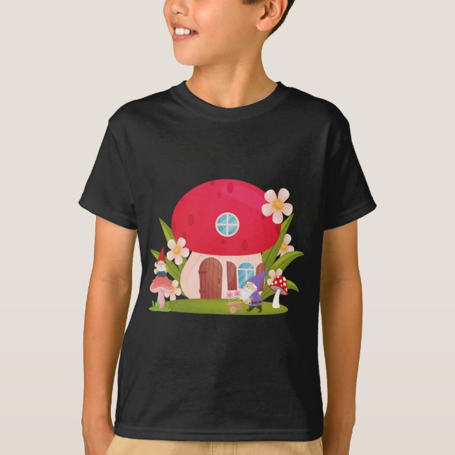 Camiseta Gnomes de jardín y casa de hongos (Anverso)