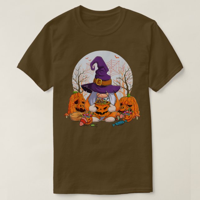 Camiseta Gnomes felices Halloween Caída Candy Corn Pumpki (Diseño del anverso)