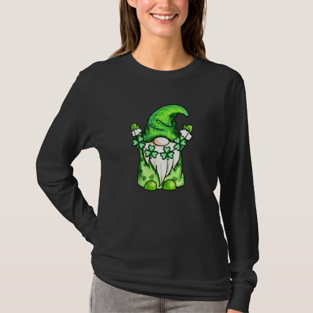 Camiseta Gnomes finos verdes con shamrock para St Patrick's (Anverso)