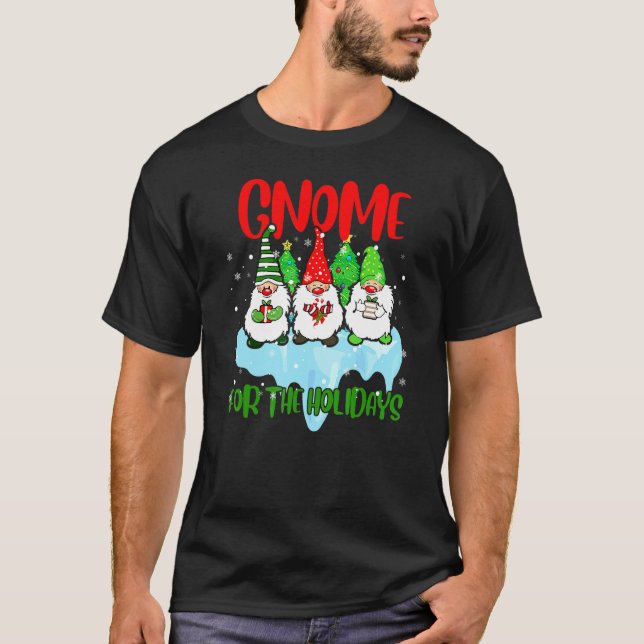 Camiseta Gnomes For Xmas  Holidays Three Gnomes With Presen (Anverso)