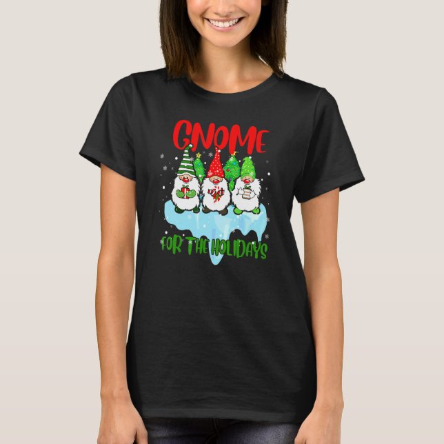 Camiseta Gnomes For Xmas  Holidays Three Gnomes With Presen (Anverso)