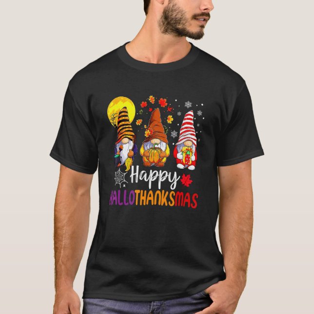 Camiseta Gnomes Halloween Happy HalloGraciasMas Autumn Grac (Anverso)
