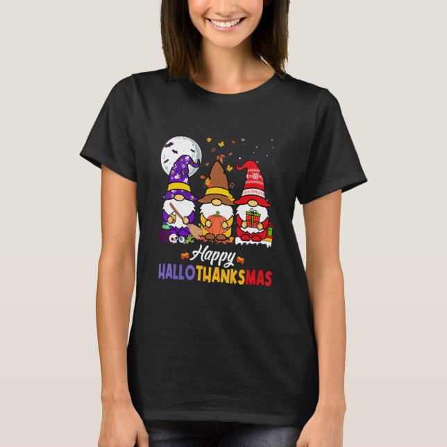 Camiseta Gnomes Halloween Navidades del Día de Acción de Gr (Anverso)