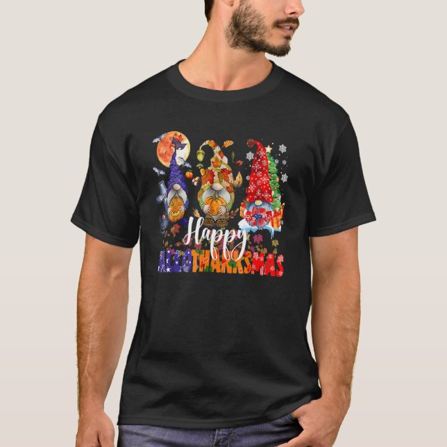 Camiseta Gnomes Halloween Thanksgiving Christmas Happy Hall (Anverso)
