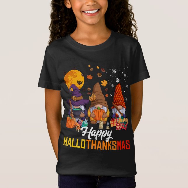 Camiseta Gnomes Lover Halloween Feliz Navidad Hallo (Anverso)