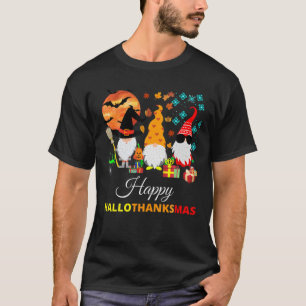 Camiseta Gnomes Lover Halloween Merry Christmas Happy Hallo