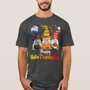 Camiseta Gnomes Lover Halloween Merry Christmas Happy Hallo