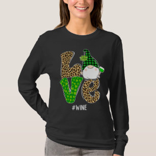 Camiseta Gnomes Patrick S Day Love Wine Leopard Plaid Costu