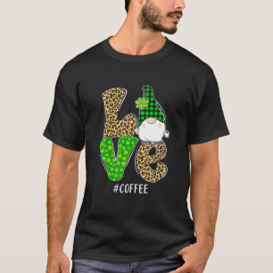 Camiseta Gnomes Patrick's Day Love Coffee Leopard Plaid Cos