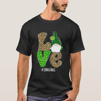 Camiseta Gnomes Patrick's Day Love Singing Leopard Plaid Co