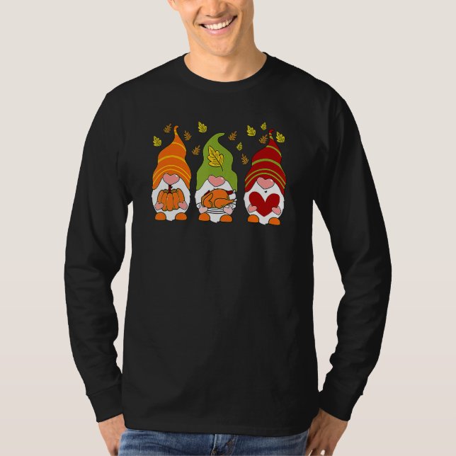 Camiseta Gnomes Pumpkin Turkey Thanksgiving Day Cute Fall A (Anverso)