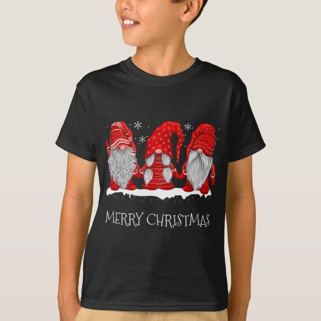 Camiseta Gnomes Snowy Red Holiday Set para Navidades Gnomes (Anverso)