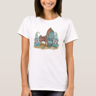 Camiseta Gnomes Tropical Surfing Watercolor Beach