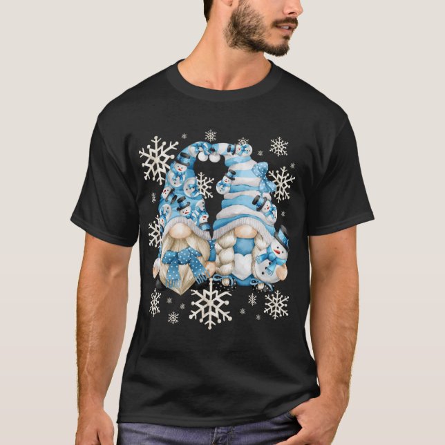 Camiseta Gnomías divertidas de Snowman con copos de nieve - (Anverso)