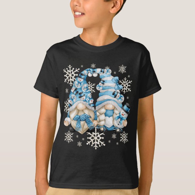 Camiseta Gnomías divertidas de Snowman con copos de nieve - (Anverso)