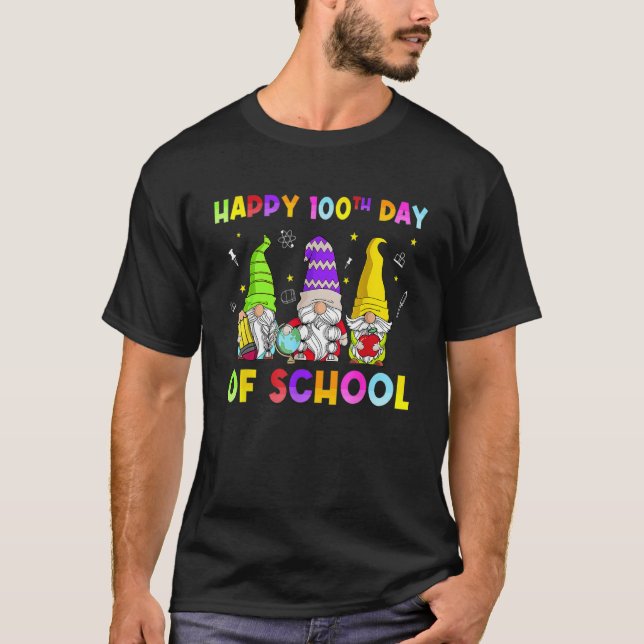 Camiseta Gnomies Happy 100th Day Of School Gnome  Teacher (Anverso)