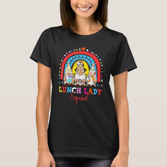 Camiseta Gnomies Rainbow Lunch Lady Cafeteria Personal De V (Anverso)