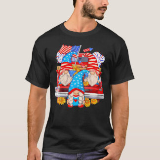 Camiseta Gnomis Con Camión La Bandera De Estados Unidos 4 D