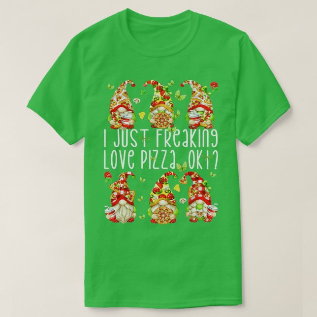 Camiseta Gnomis divertidos sobre la pizza, solo me helo la  (Diseño del anverso)