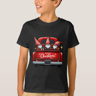 Camiseta Gnomis En Camión Rojo Feliz Navidad Familia Pajama