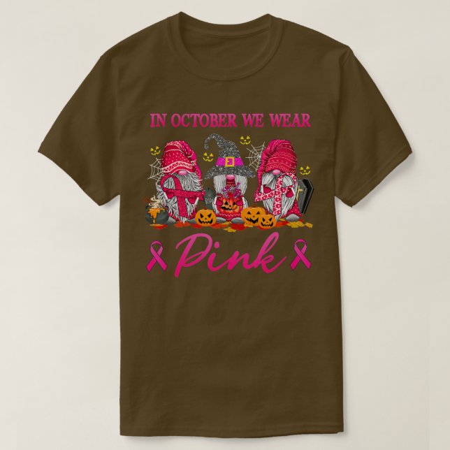 Camiseta Gnomis En Octubre Usamos Cáncer De Mama Rosa Consc (Diseño del anverso)
