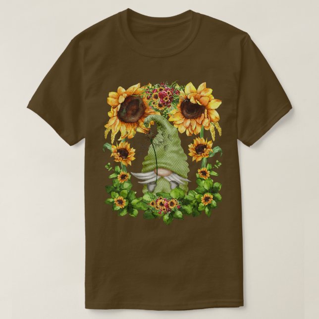 Camiseta Gnomis Jardín Para Mujeres Con Sunflower Cute Rosa (Diseño del anverso)