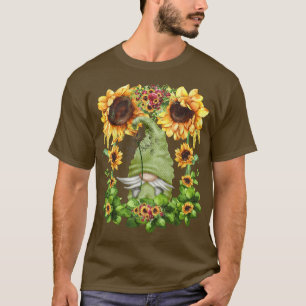 Camiseta Gnomis Jardín Para Mujeres Con Sunflower Cute Rosa