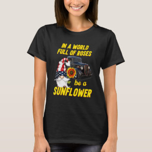 Camiseta Gnomito De Girasol Hotrod Usa 4 De Julio Día De La