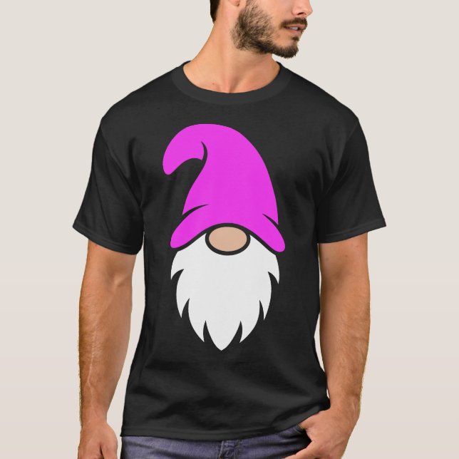 Camiseta Gnomno de Navidad con sombrero rosa (Anverso)