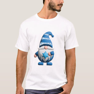 Camiseta Gnomo Blanco Azul sosteniendo la Estrella de David