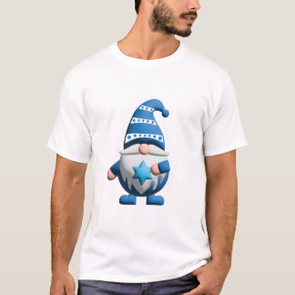 Camiseta Gnomo Blanco Azul sosteniendo la Estrella de David
