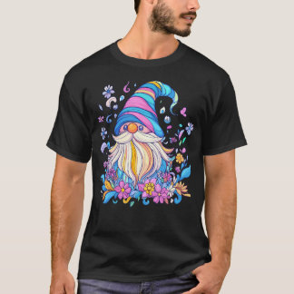 Camiseta Gnomo Colorido En Jardín De Flores