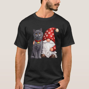 Camiseta Gnomo de jardín con adorable gata British Shorthai