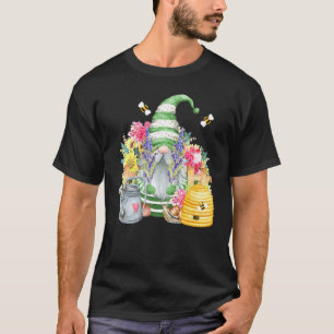 Camiseta Gnomo de jardín lindo con abejas y flores jardiner