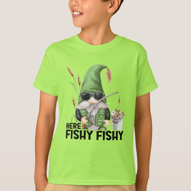 Camiseta gnomo de la pesca divertida palabra de arte niños  (Anverso)