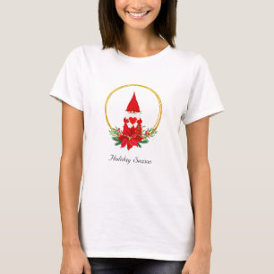Camiseta Gnomo de Navidad lindo en corona dorada