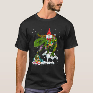 Camiseta Gnomo de Santa montando Reno T Rex Amante de la Lu