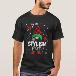 Camiseta Gnomo Elegante Plaid Rojo de Búfalo Familia Combin