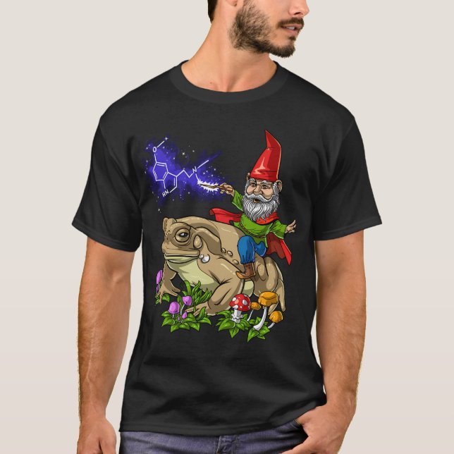 Camiseta Gnomo montando sapo Bufo Alvarius (Anverso)