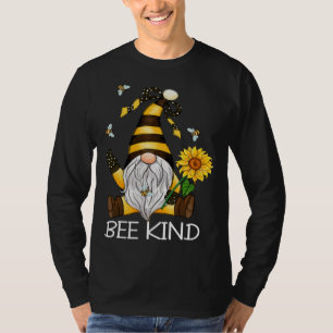 Camiseta Gnomos Antiguos Abeja Amable Paz Mano Girasoles Di