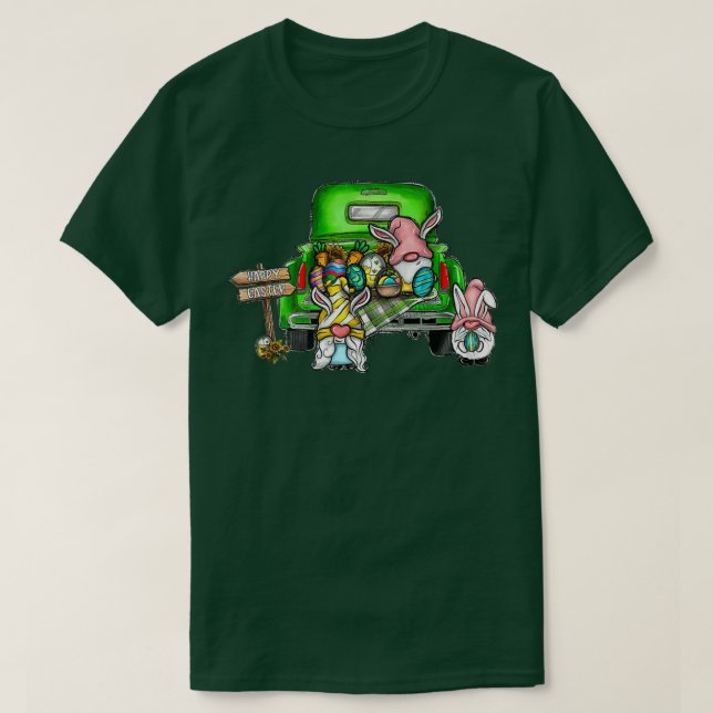 Camiseta gnomos bonitos con orejas conejitas Huevos Caza Ca (Diseño del anverso)