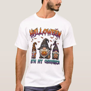 Camiseta Gnomos de Halloween Tres Gnomos Sombrero de Bruja