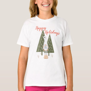 Camiseta Gnomos de Invierno Felices Fiestas Para Niña Combi